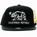 CALI BEAR EMBROIDERY DETAILING PU 6-PANEL SNAPBACK CAP