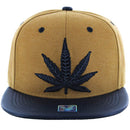 MARIJUANA EMBROIDERY DETAILING PU 6-PANEL SNAPBACK CAP