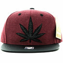 MARIJUANA EMBROIDERY DETAILING PU 6-PANEL SNAPBACK CAP