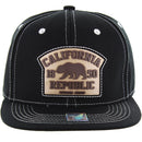 CALI RUBBER PATCH STITCH DETAIL FLAT SNAPBACK CAP
