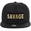 SAVAGE BOLD LETTER PATCHED NYLON SIX PANEL SNAPBACK CAP