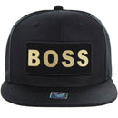 BOSS BOLD LETTER PATCHED NYLON SIX PANEL SNAPBACK CAP