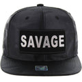 SAVAGE BOLD LETTER PATCHED NYLON SIX PANEL SNAPBACK CAP