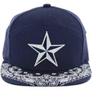 STAR 3D EMBROIDERY BANDANA PRINT VISOR SNAPBACK CAP