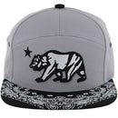 CALI BEAR 3D EMBROIDERY BANDANA PRINT VISOR SNAPBACK CAP
