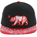 CALI BEAR 3D EMBROIDERY BANDANA PRINT VISOR SNAPBACK CAP