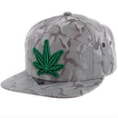 MARIJUANA EMBROIDERY 7-PANEL CAMO SNAPBACK CAP