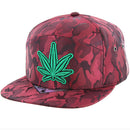 MARIJUANA EMBROIDERY 7-PANEL CAMO SNAPBACK CAP