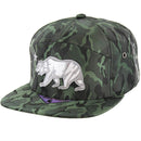 CALI BEAR EMBROIDERY 7-PANEL CAMO SNAPBACK CAP