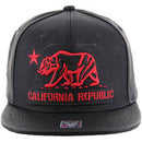 CALI BEAR EMBROIDERY DETAIL PU SNAPBACK CAP