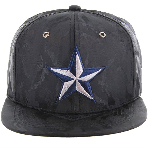 STAR CAMO EMBROIDERY VISOR SNAPBACK CAP