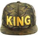 KING CAMO EMBROIDERY VISOR SNAPBACK CAP