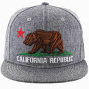 CALI BEAR EMBROIDERY DETAILING FLAT SNAPBACK CAP