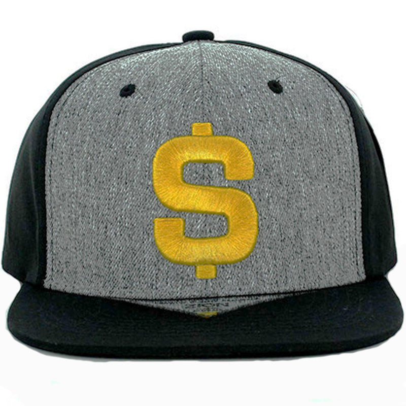 $ SIGN GOLD EMBROIDERY DETAILING FLAT SNAPBACK CAP
