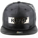 KING METAL PATCH DETAILING CAMO NYLON SNAPBACK CAP