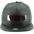 USA METAL PATCH DETAILING CAMO NYLON SNAPBACK CAP