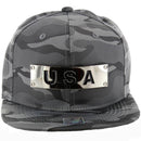 USA METAL PATCH DETAILING CAMO NYLON SNAPBACK CAP