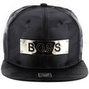 BOSS METAL PATCH DETAILING CAMO NYLON SNAPBACK CAP