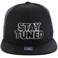 STAY TUNED EMBROIDERY DETAIL FLAT SNAPBACK CAP