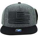 USA FLAG RUBBER PATCH DETAIL FLAT SNAPBACK CAP